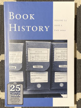 Book History, volume 25, issue 2, fall 2022