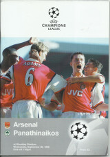 Άρσεναλ – Παναθηναϊκός - Champions League 1998 - 1999 - Πρόγραμμα Αγώνα - Arsenal - ΠΑΟ
