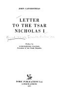 Letter to the Tsar Nicholas I